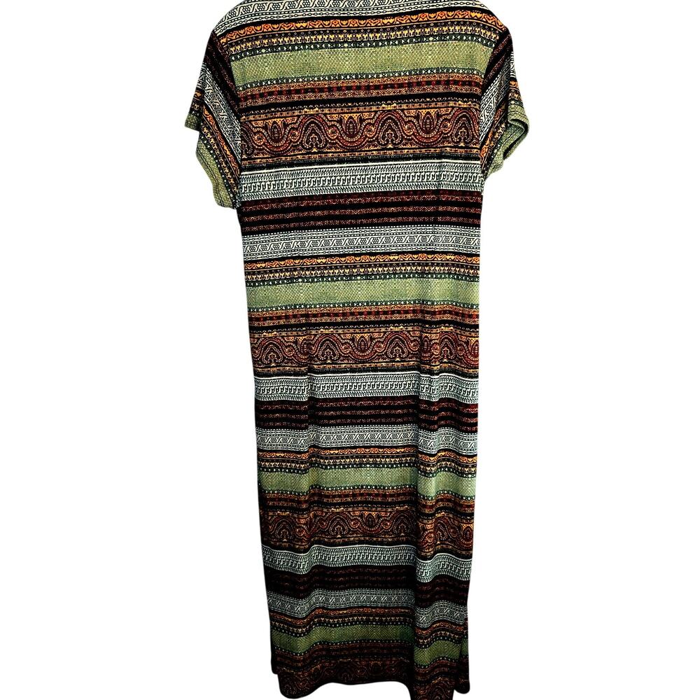 Cato Women's Dress 14W 16W Green Long Brown Sleeves Sun Plus Size 1X - Picture 6 of 7